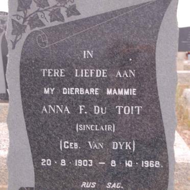 TOIT Anna F., du formerly SINCLAIR nee VAN DYK 1903-1968