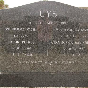 UYS Jacob Petrus 1911-1998 &amp; Anna Sophia HOPLEY 1915-1980