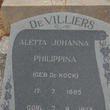 VILLIERS Aletta Johanna Philippina, de nee DE KOCK 1885-1973