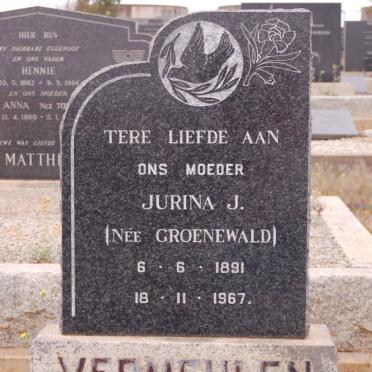 VERMEULEN Jurina J. nee GROENEWALD 1891-1967