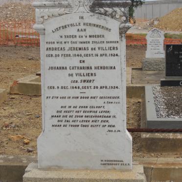 VILLIERS Andreas Jeremias, de 1840-1924 &amp; Johanna Catharina Hendrina SWART 1848-1924