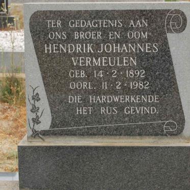 VERMEULEN Hendrik Johannes 1892-1982