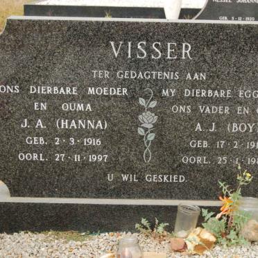 VISSER A.J. 1911-1986 &amp; J.A. 1916-1997