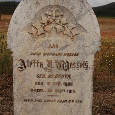 WESSELS Aletta Y. nee DE BRUYN 1828-1915