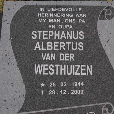 WESTHUIZEN Stephanus Albertus, van der 1944-2000