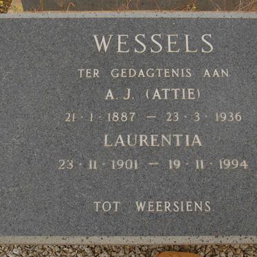 WESSELS A.J. 1887-1936 &amp; Laurentia 1901-1994