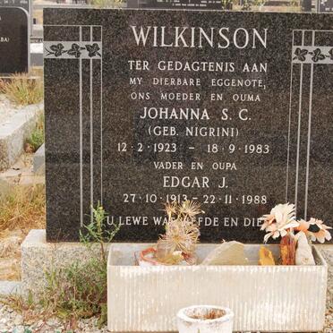 WILKINSON Edgar J. 1913-1988 &amp; Johanna S.C. NIGRINI 1923-1983