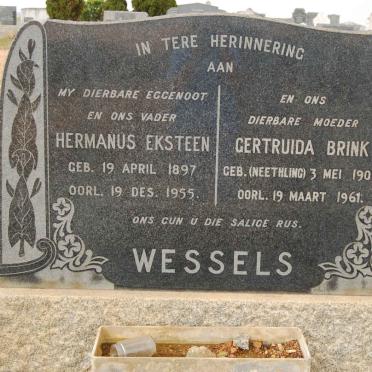WESSELS Hermanus Eksteen 1897-1955 &amp; Gertruida Brink NEETHLING 1903-1961