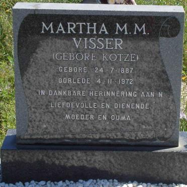 VISSER Martha M.M. nee KOTZE 1887-1972