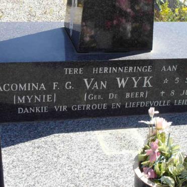 WYK Jacomina F.G., van nee DE BEER 1918-1978