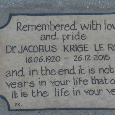 ROUX Jacobus Krige, le 1920-2015