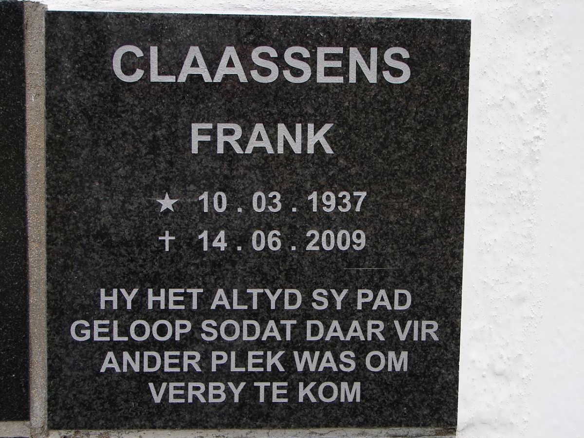 CLAASSENS Frank 1937-2009