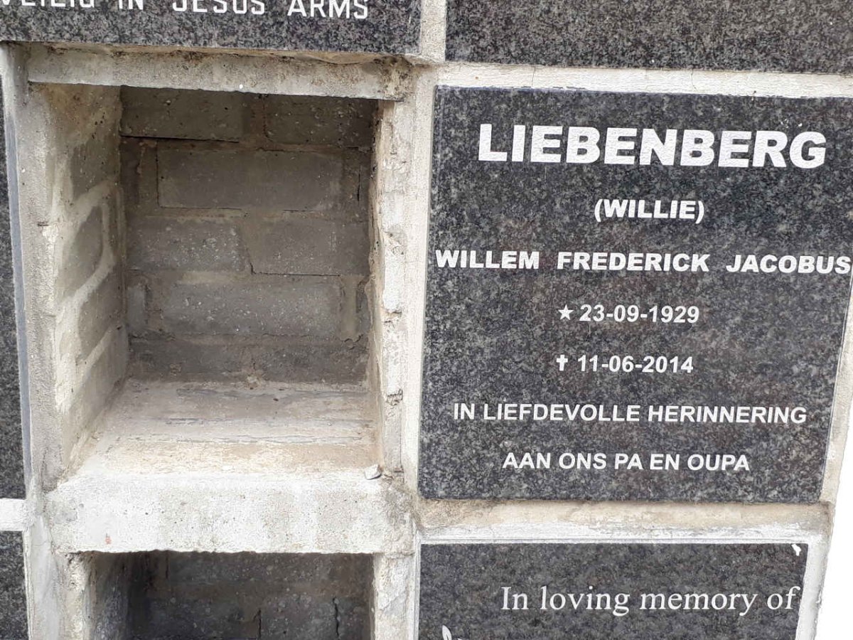 LIEBENBERG Willem Frederick Jacobus 1929-2014