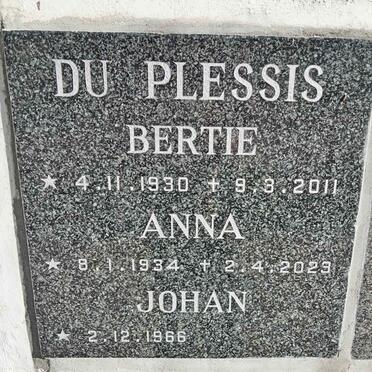 PLESSIS Bertie, du 1930-2011 & Anna 1934-2023 :: DU PLESSIS Johan 1966-