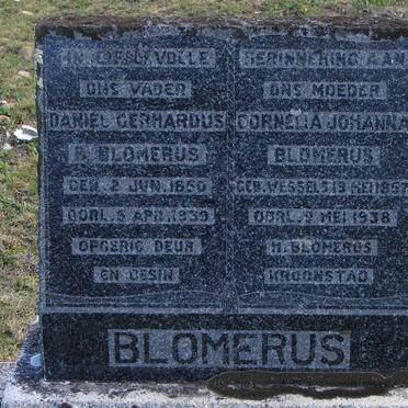 BLOMERUS Daniel Gerhardus ?. 1850-1939 &amp; Cornelia Johanna WESSELS 1857-1938