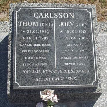 CARLSSON T.F.J. 1912-1997 &amp; J.P. 1912-2003