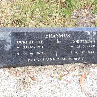 ERASMUS Ockert C.O. 1934-2007 &amp; Dorothea P. 1937-2019