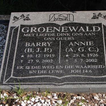 GROENEWALD B.J.P. 1919-2002 &amp; A.G.C. 1926-2002