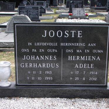 JOOSTE Johannes Gerhardus 1913-1993 &amp; Hermiena Adéle 1914-2012