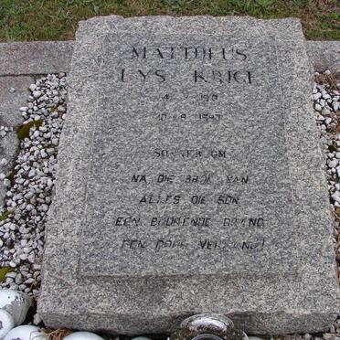 KRIGE Mattheus Uys 1910-1987