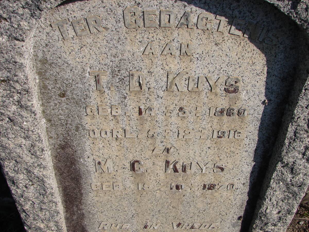 KUYS T.D. 1860-1916 &amp; M.C. 1870-