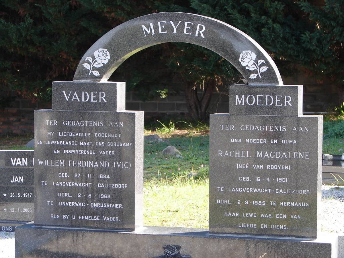 MEYER Willem Ferdinand 1894-1968 &amp; Rachel Magdalene VAN ROOYEN 1901-1985
