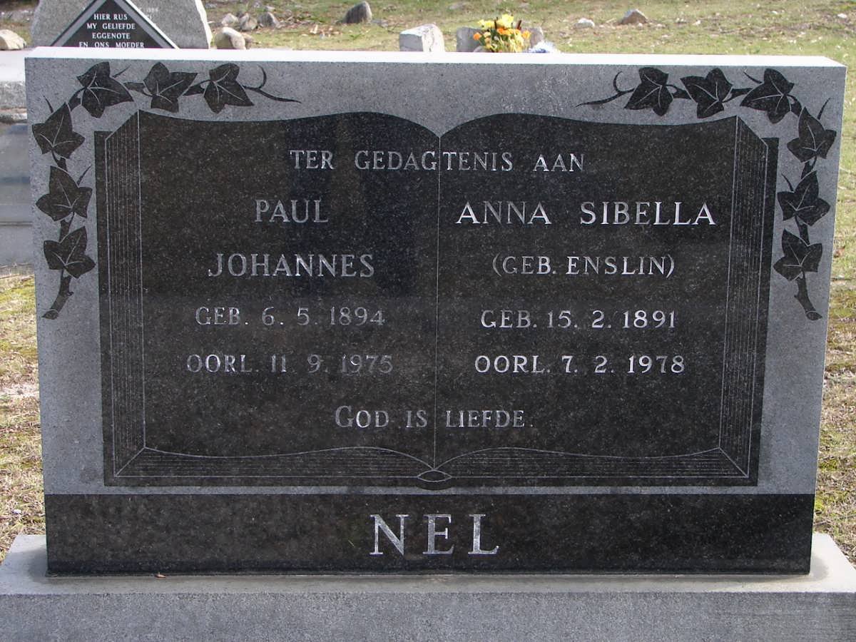 NEL Paul Johannes 1894-1975 &amp; Anna Sibella ENSLIN 1891-1978