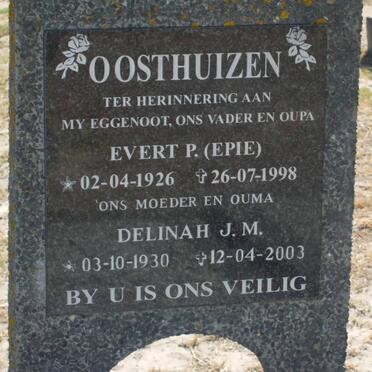 OOSTHUIZEN Evert P. 1926-1998 &amp; Delinah J.M. 1930-2003