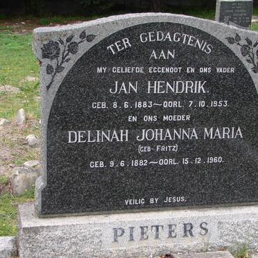 PIETERS Jan Hendrik 1883-1953 &amp; Delinah Johanna Maria FRITZ 1882-1960