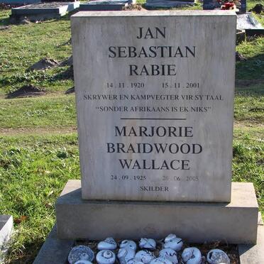 RABIE Jan Sebastian 1920-2001 :: WALLACE Marjorie Braidwood 1925-2005