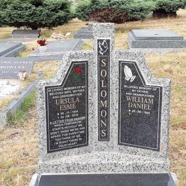 SOLOMONS William Daniel 1955- &amp; Ursula Esme 1954-2016