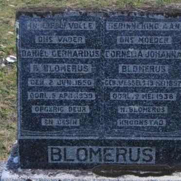 BLOMERUS Daniel Gerhardus ?. 1850-1939 &amp; Cornelia Johanna WESSELS 1857-1938