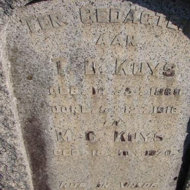 KUYS T.D. 1860-1916 &amp; M.C. 1870-