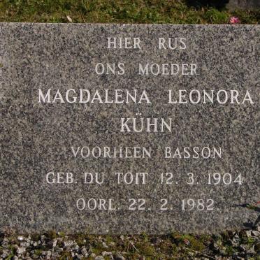 KÜHN Magdalena Leonora voorheen BASSON nee DU TOIT 1904-1982