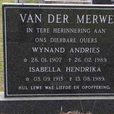 MERWE Wynand Andries, van der 1907-1989 &amp; Isabella Hendrika 1913-1989