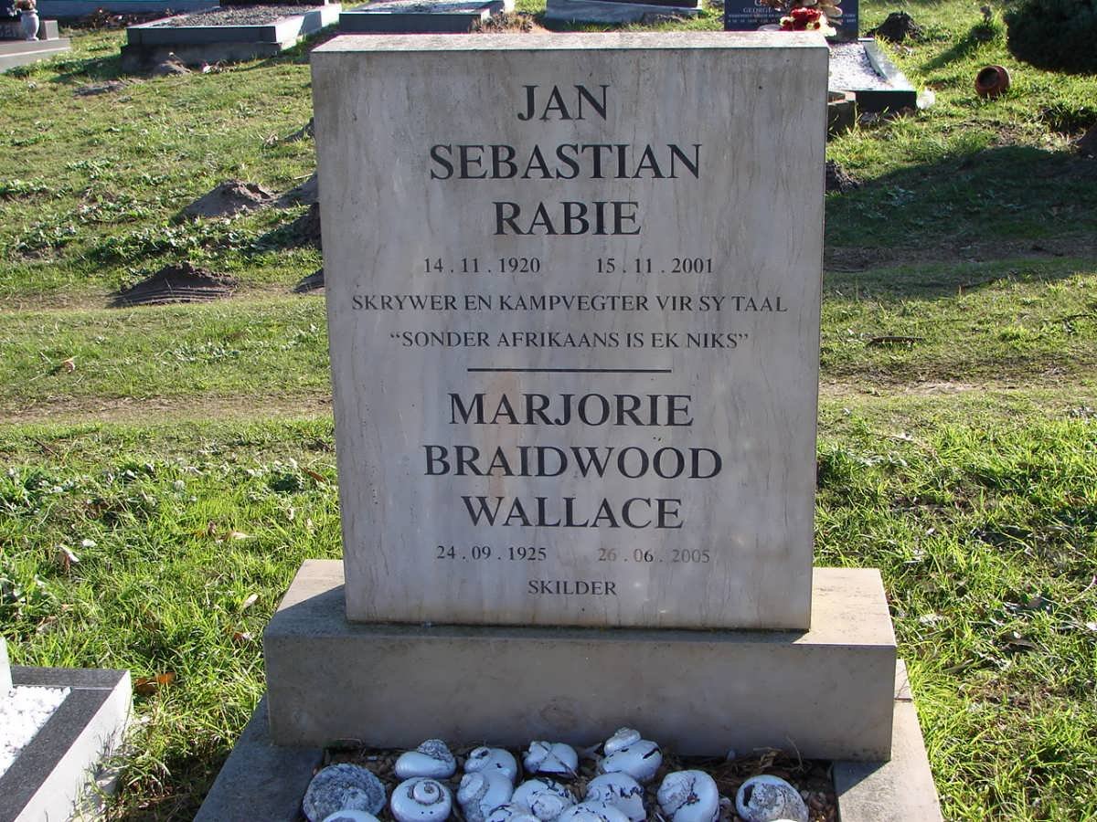 RABIE Jan Sebastian 1920-2001 :: WALLACE Marjorie Braidwood 1925-2005