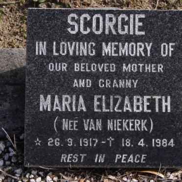 SCORGIE Maria Elizabeth nee VAN NIEKERK 1917-1984