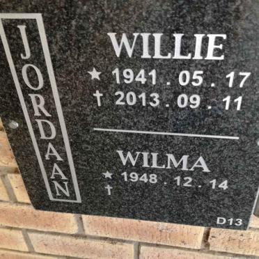 JORDAAN Willie 1941-2013 &amp; Wilma 1948-