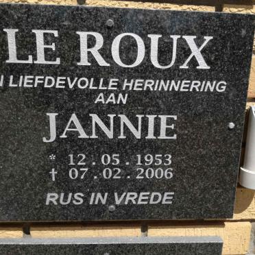 ROUX Jannie, le 1953-2006