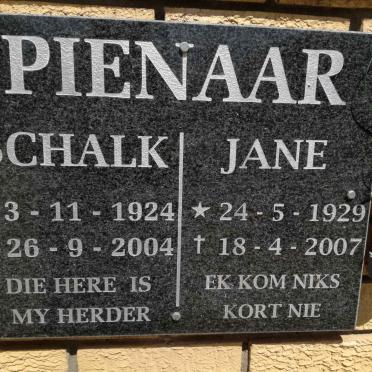 PIENAAR Schalk 1924-2004 &amp; Jane 1929-2007