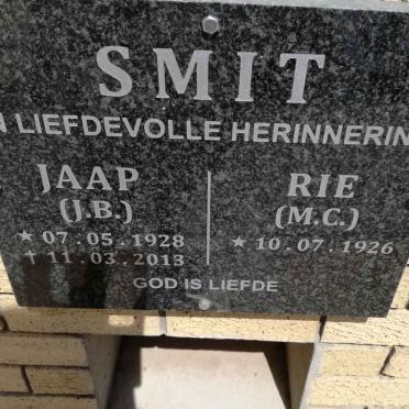 SMIT J.B. 1928-2013 &amp; M.C. 1926-