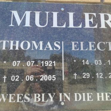 MULLER Thomas 1921-2005 &amp; Electa 1934-2017