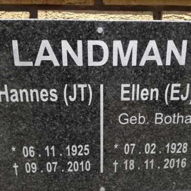 LANDMAN J.T. 1925-2010 &amp; E.J. BOTHA 1928-2016