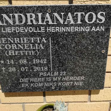 ANDRIANATOS Henrietta Cornelia 1942-2018