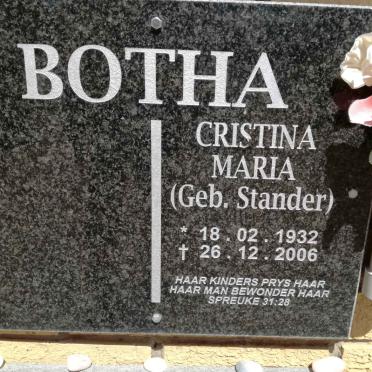 BOTHA Christina Maria nee STANDER 1932-2006