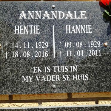 ANNANDALE Hentie 1929-2016 &amp; Hannie 1929-2011
