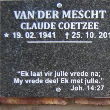 MESCHT Claude Coetzee, van der 1941-2015