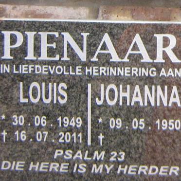 PIENAAR Louis 1949-2011 &amp; Johanna 1950-