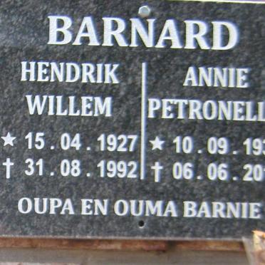 BARNARD Hendrik Willem 1927-1992 &amp; Annie Petronella 1932-2010