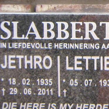 SLABBERT Jethro 1935-2011 &amp; Lettie 1939-